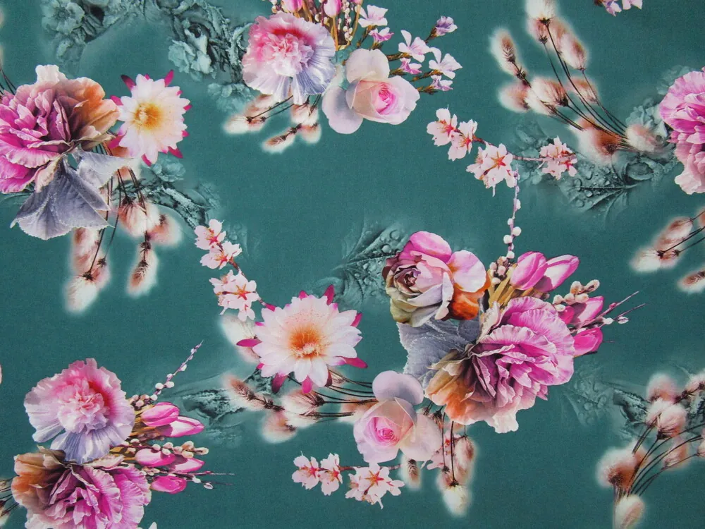 Šatovka zeleno-modrá "kvety" 