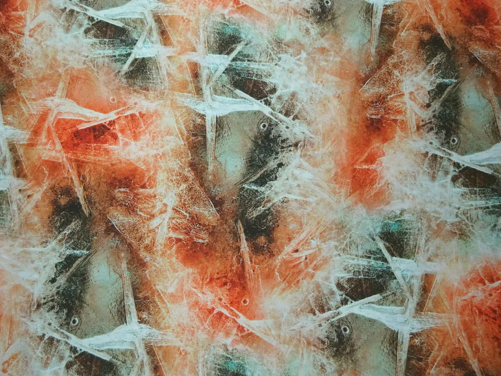 Hodváb hnedo-pomarančový "abstraktný vzor"