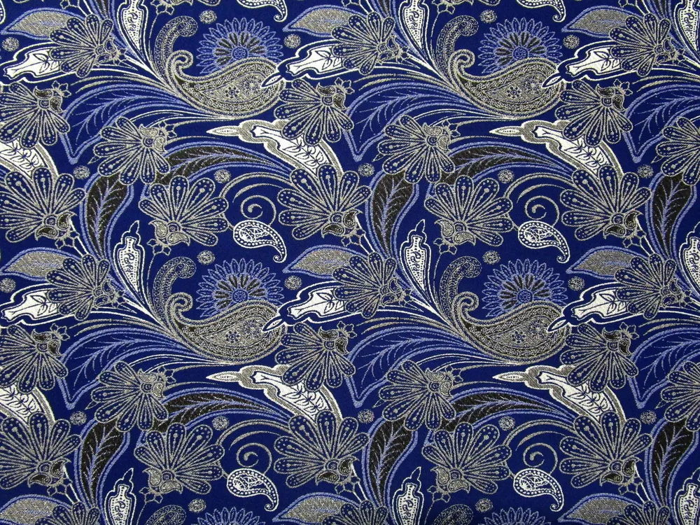 Žakard modrý "kašmírový vzor" 