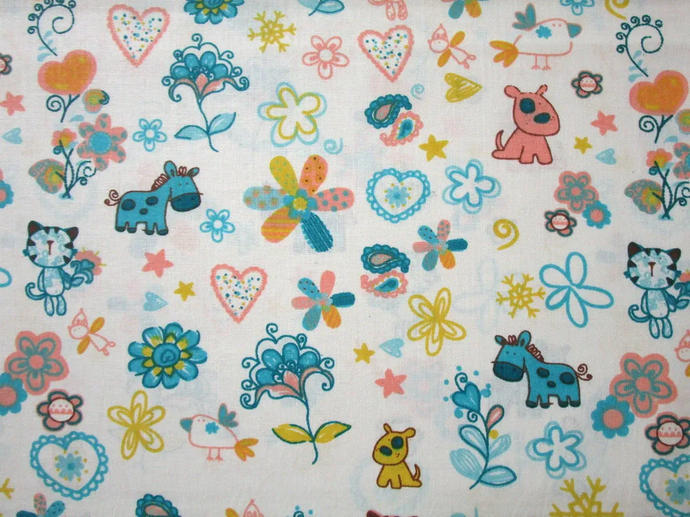 Bavlna maslová "zvieratká, kvety" 