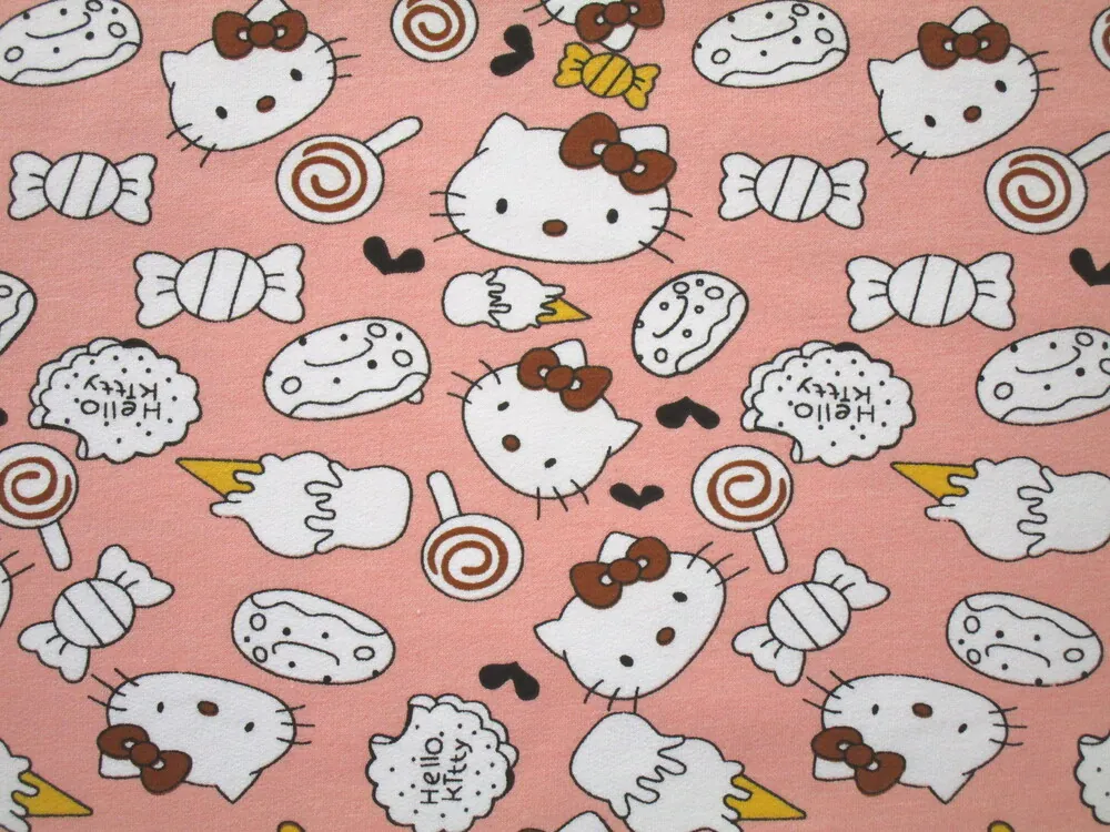 Teplákovina broskyňová "Hallo Kitty" 
