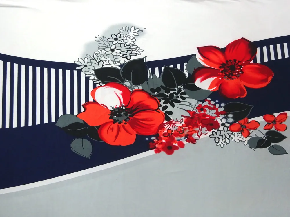 Úplet bielo-sivo-tmavomodrý "kvet" - bordúra 