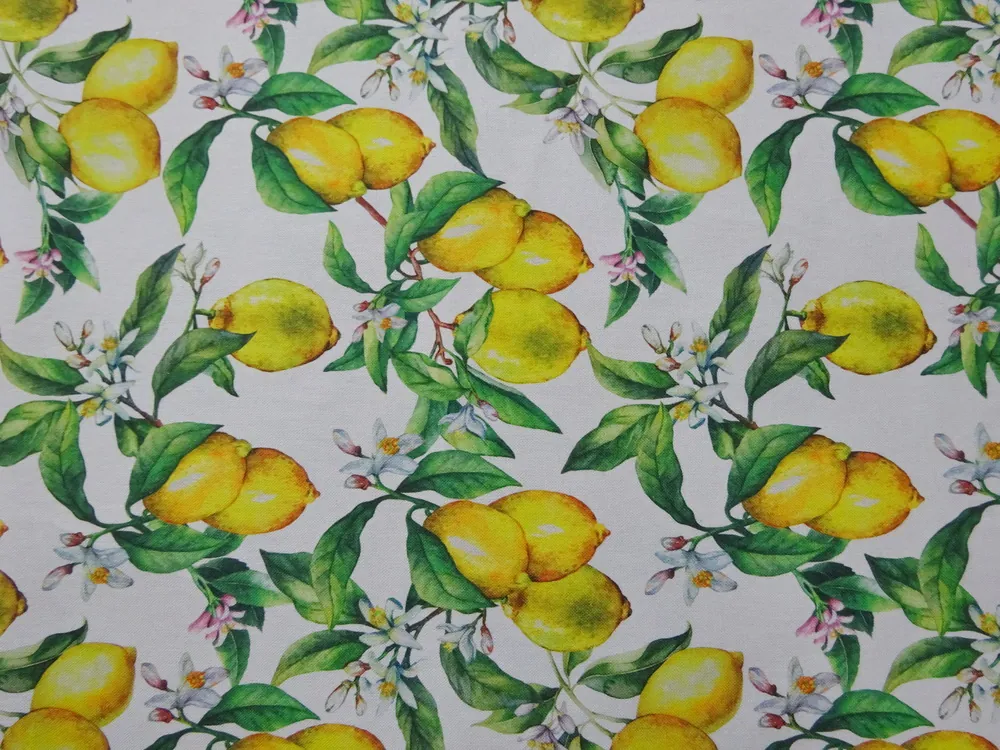 Poťahovka biela "žlté citróny" 