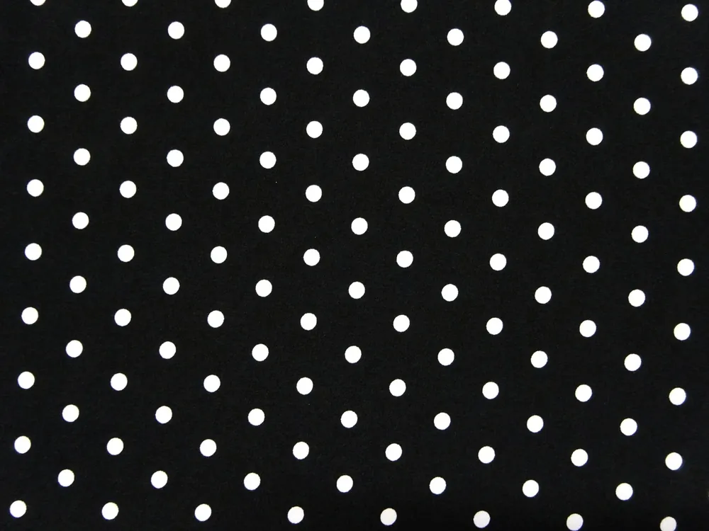 Šatovka s viskózou čierna "biela bodka" 