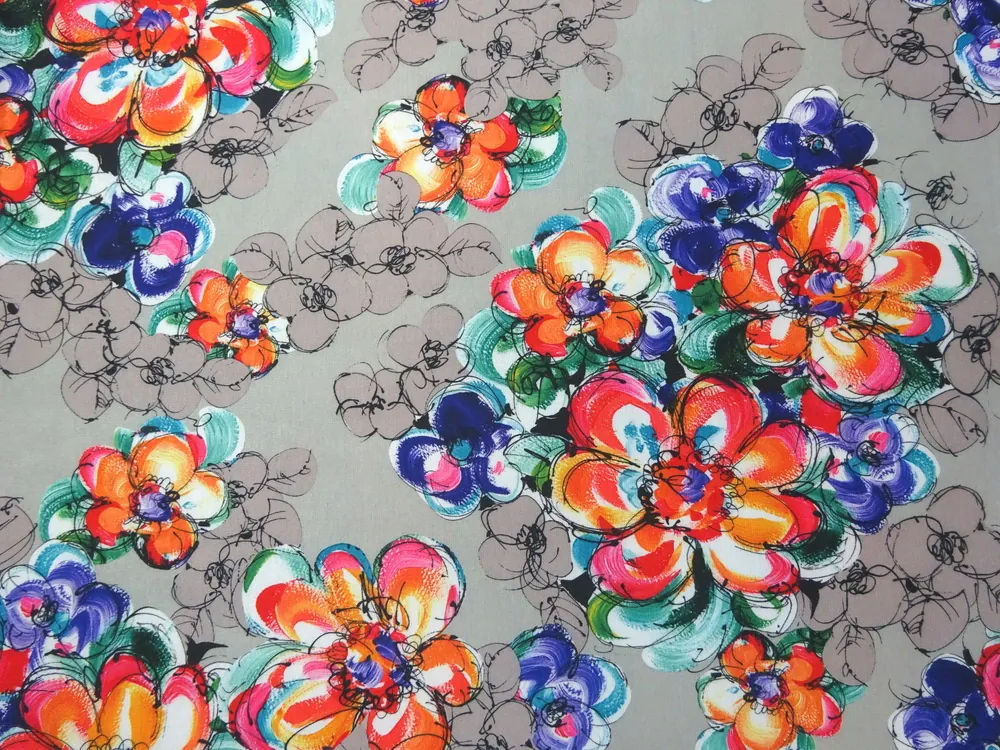 Úplet sivý "farebné kvety"