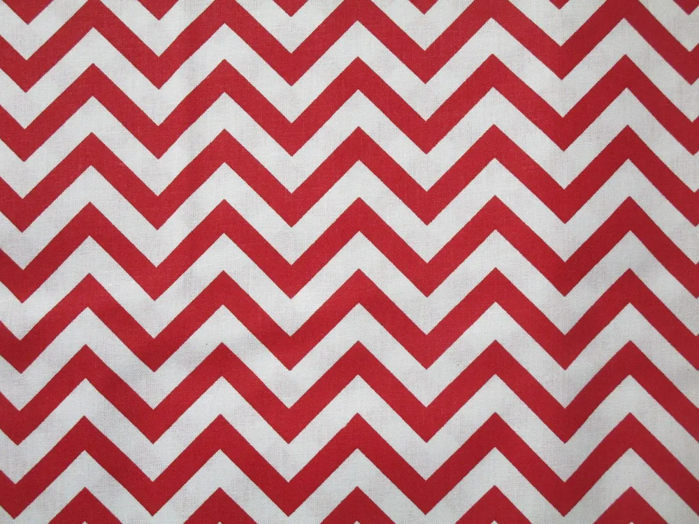 Bavlna biela "červený cik-cak" 