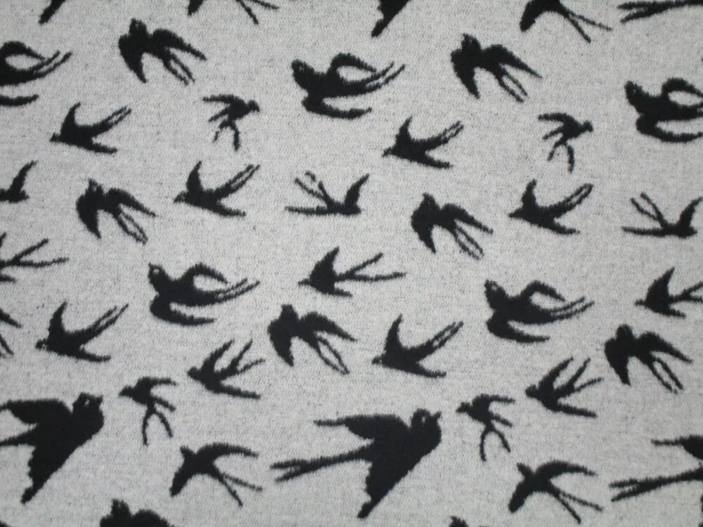 Flauš sivo-čierny "lastovičky" - obojstranný 