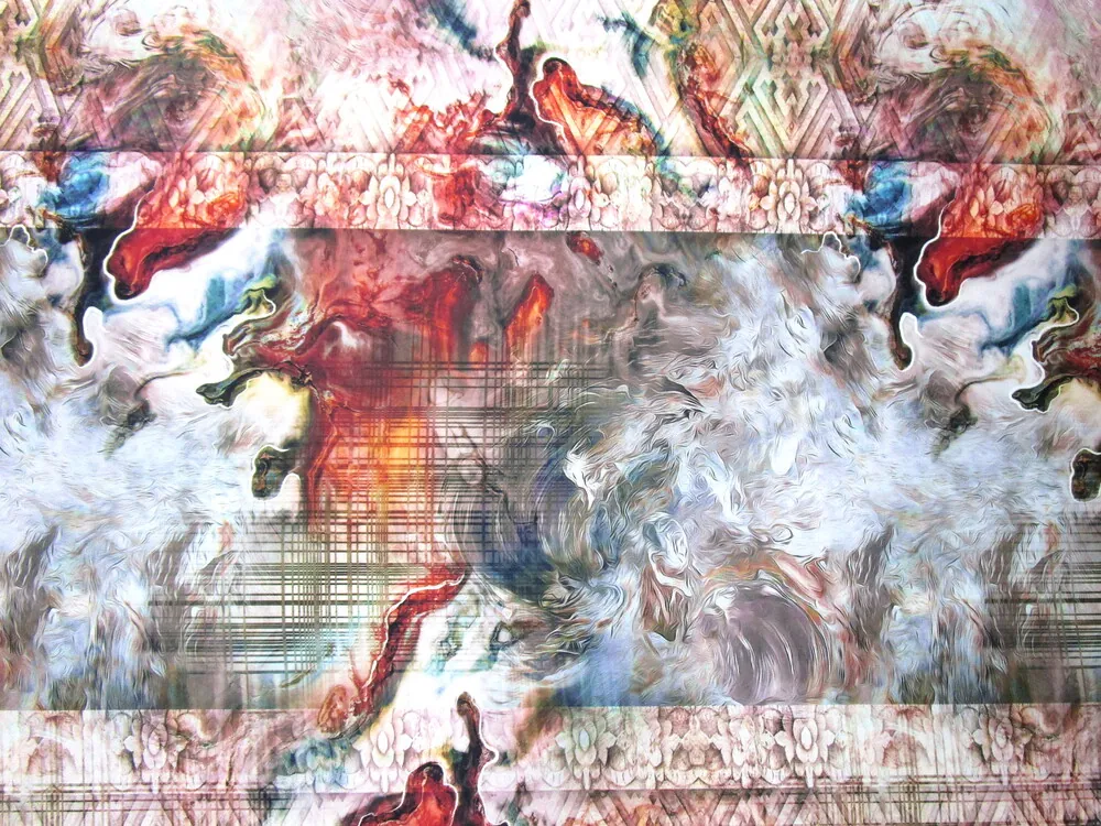 Hodváb ružovo-pomarančový "vzorovaný"