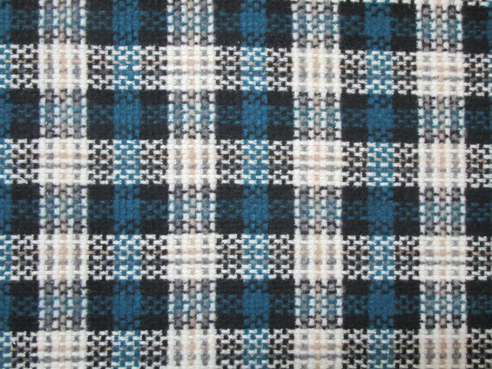 Kabátovina maslovo-tyrkysovo-čierna "káro"