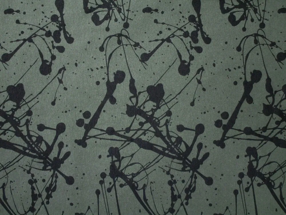 Teplákovina olivová "čierne prskance" 