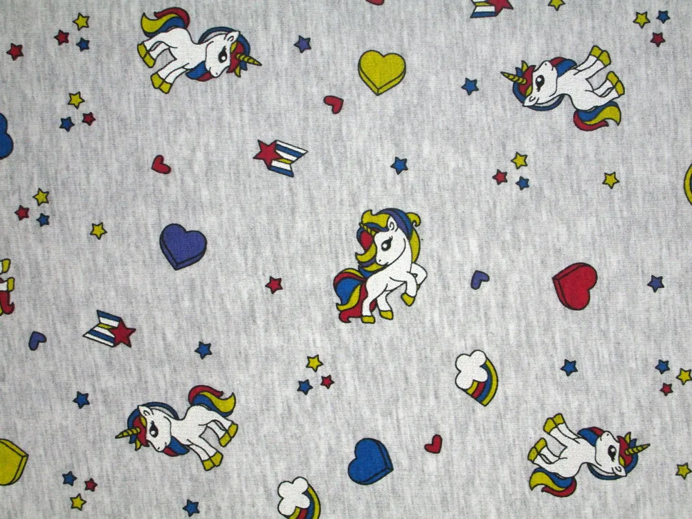 Teplákovina sivý melír "jednorožec"