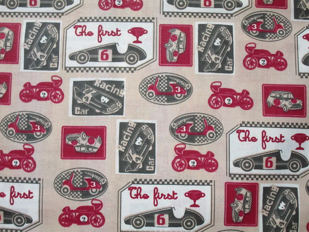 Bavlna béžová "dopravné prostriedky"