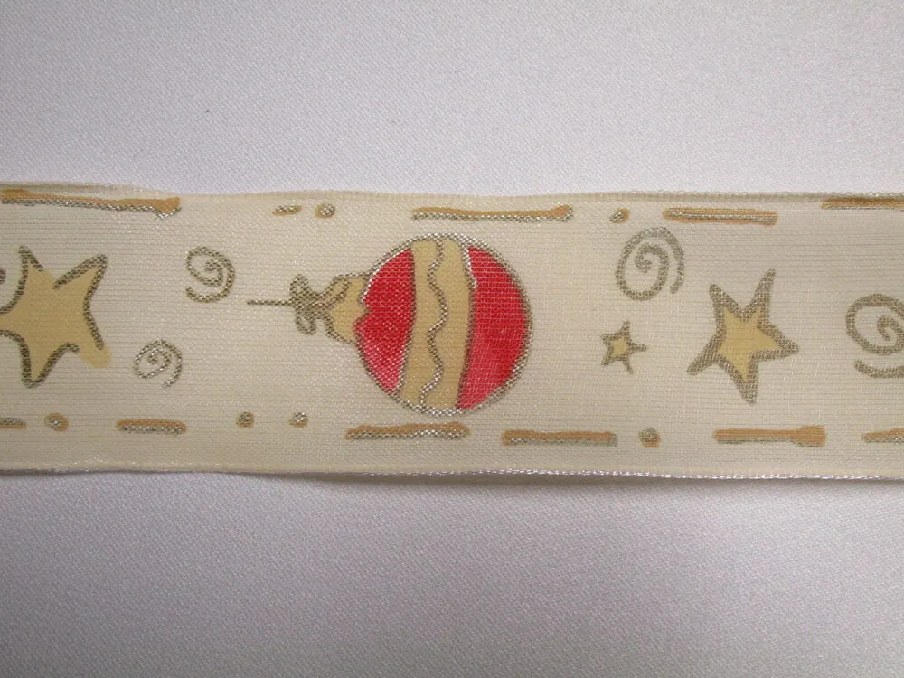 Stuha dekoračná s drôtikom "vianočný motív" - 40 mm