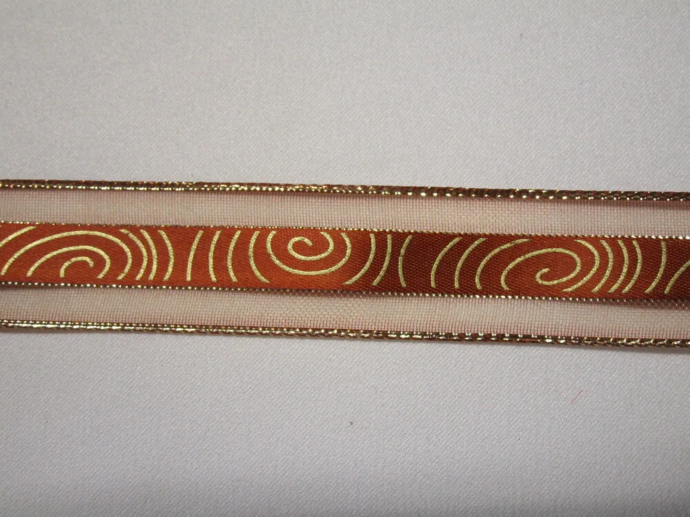 Stuha dekoračná hnedá "špirála" - 25 mm