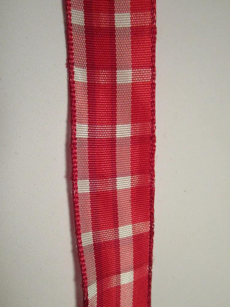 Stuha dekoračná s drôtikom "káro" - 25 mm