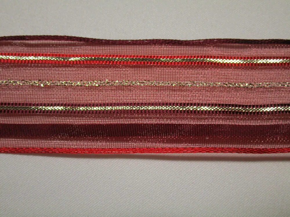 Dekoračná stuha s drôtikom "pásiky" - 40 mm