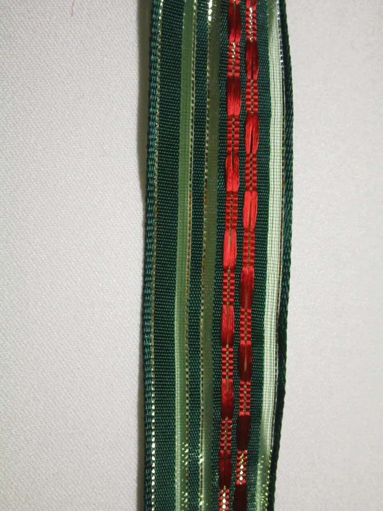 Stuha dekoračná s drôtikom "červený pásik" - 25 mm