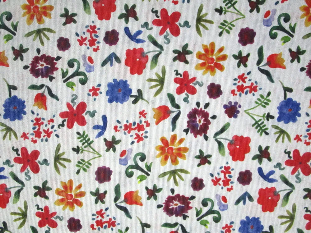 Poťahovka biela "farebné kvety" 