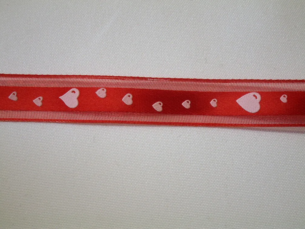 Stuha monofilová "plastické srdiečka" - 15 mm