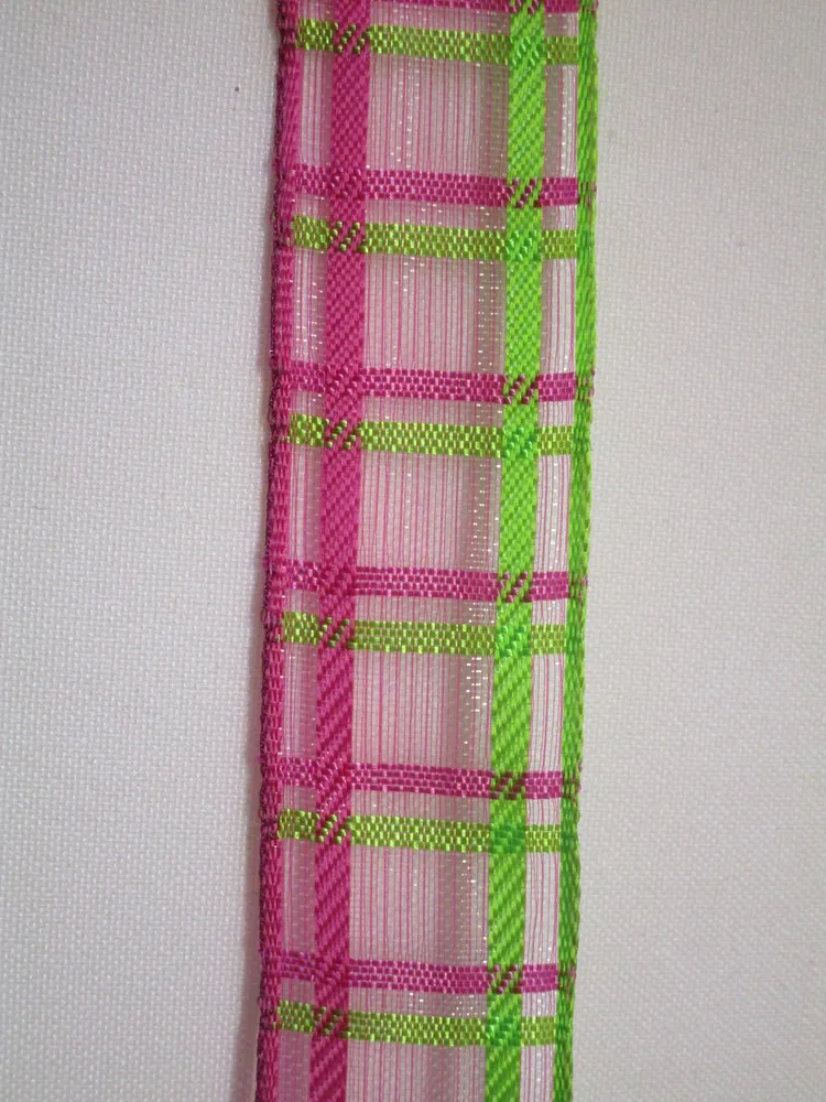 Stuha dekoračná s drôtikom "káro" - 25 mm