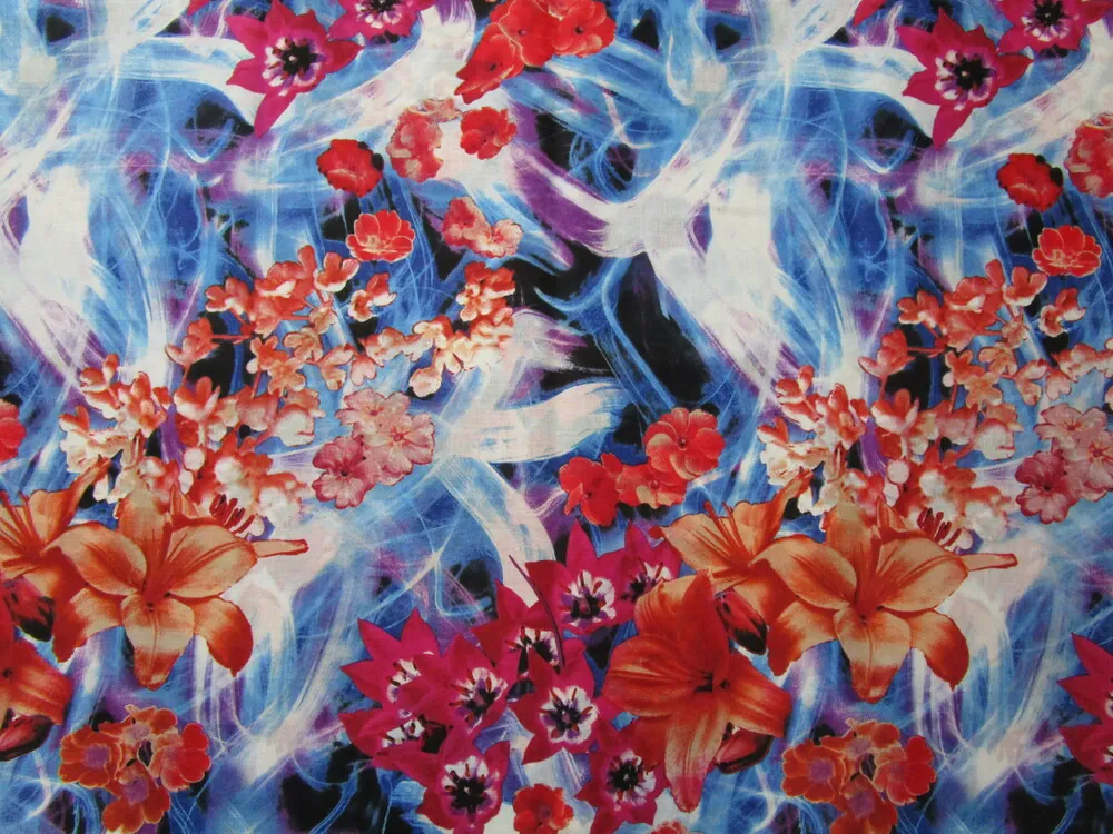 Šatovka bielo-fialovo-modrá "kvety" - zbytok 