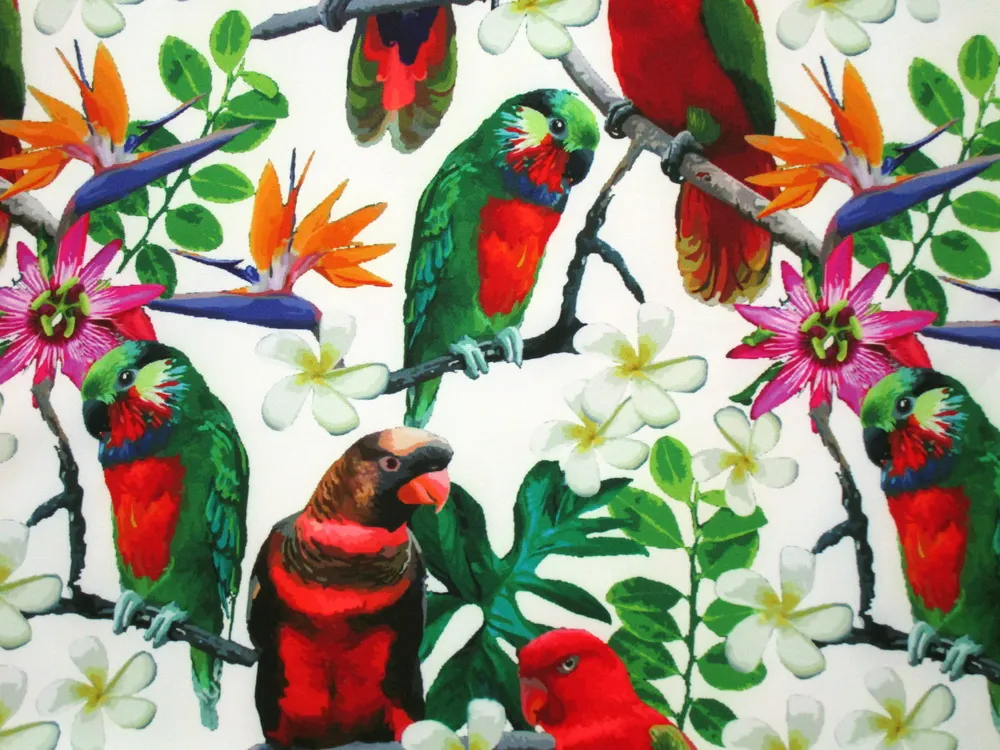 Šatovka maslová "papagáj, kvety"