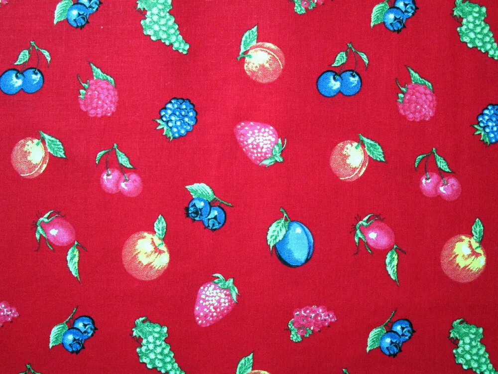 Bavlna červená "ovocie" 