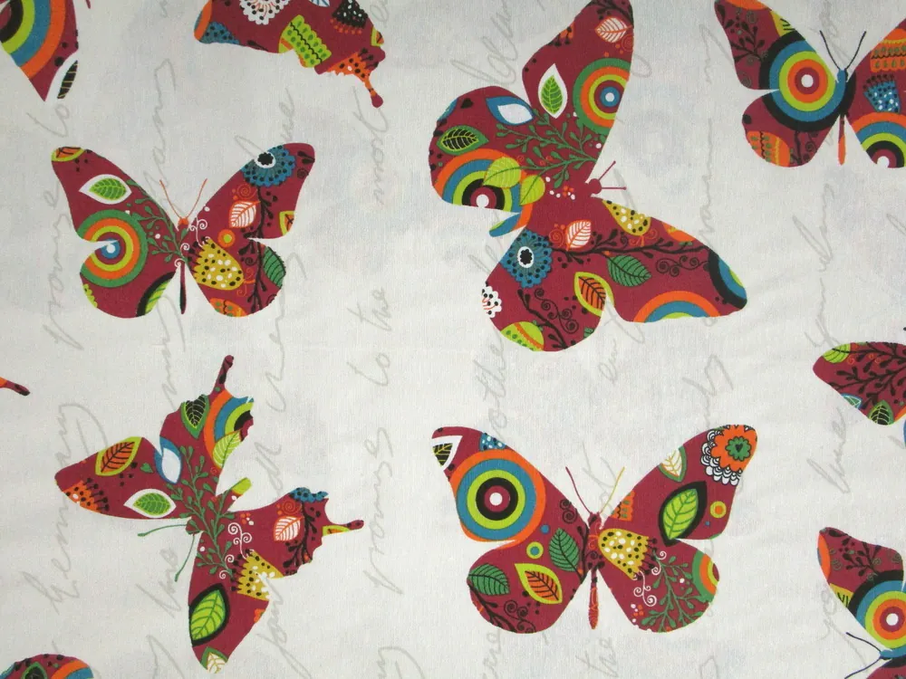 Poťahovka maslová "motýľ, nápisy"