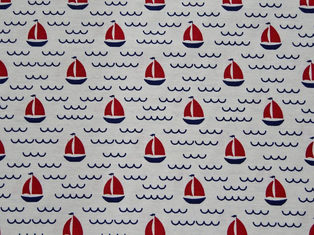 Poťahovka biela "plachetnica, vlnky" 