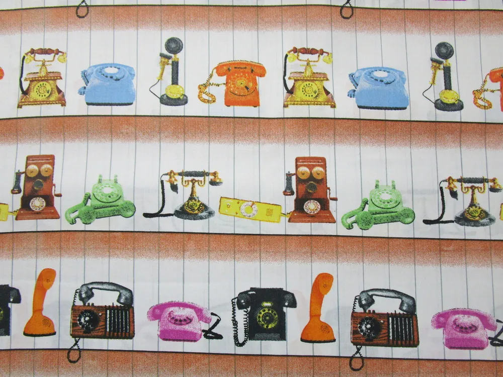 Bavlna biela "farebné telefóny"