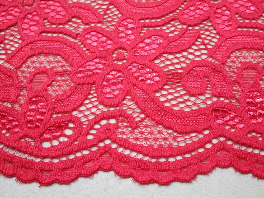 Krajka Floral elastická malinová "kvety"