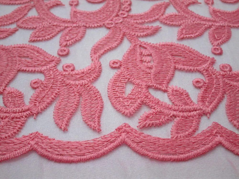 Krajka lososová na organze "kvety"