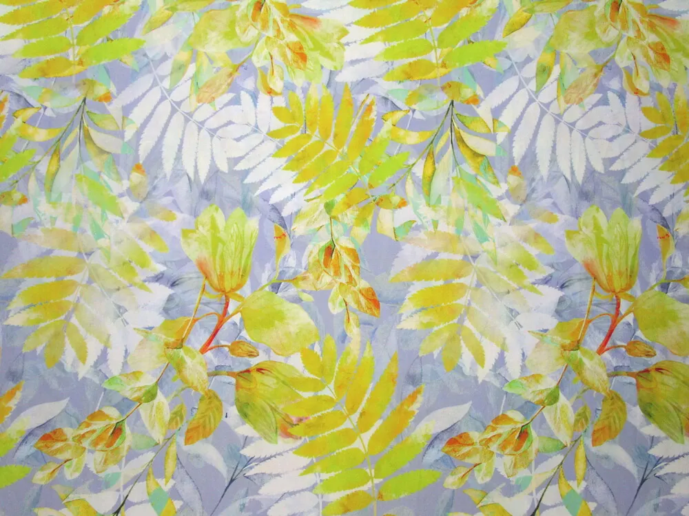 Hodváb fialkový "biele a žlté listy" 