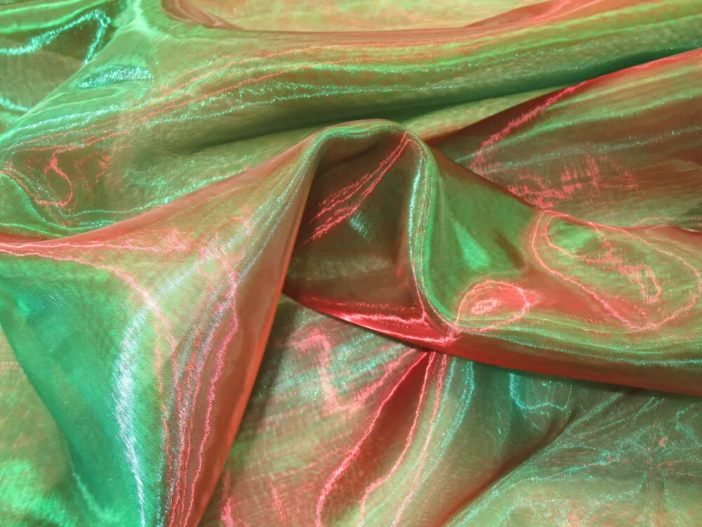 Organza "bordovo-zelená" - šanžánový efekt