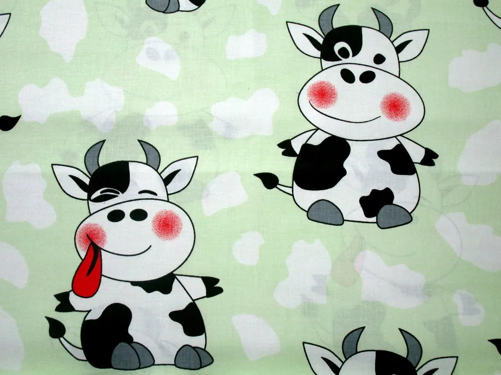 Bavlna zelená "kravičky"