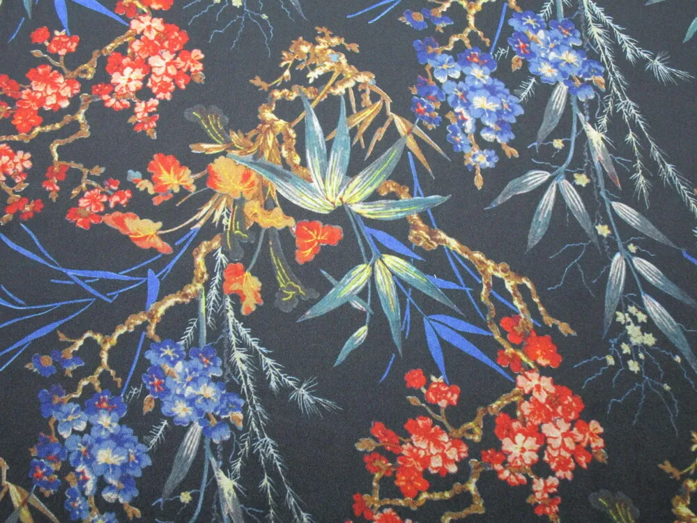 Satén silk "farebné lúčne kvety"