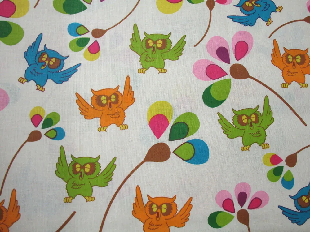 Bavlna maslová "farebné sovičky"