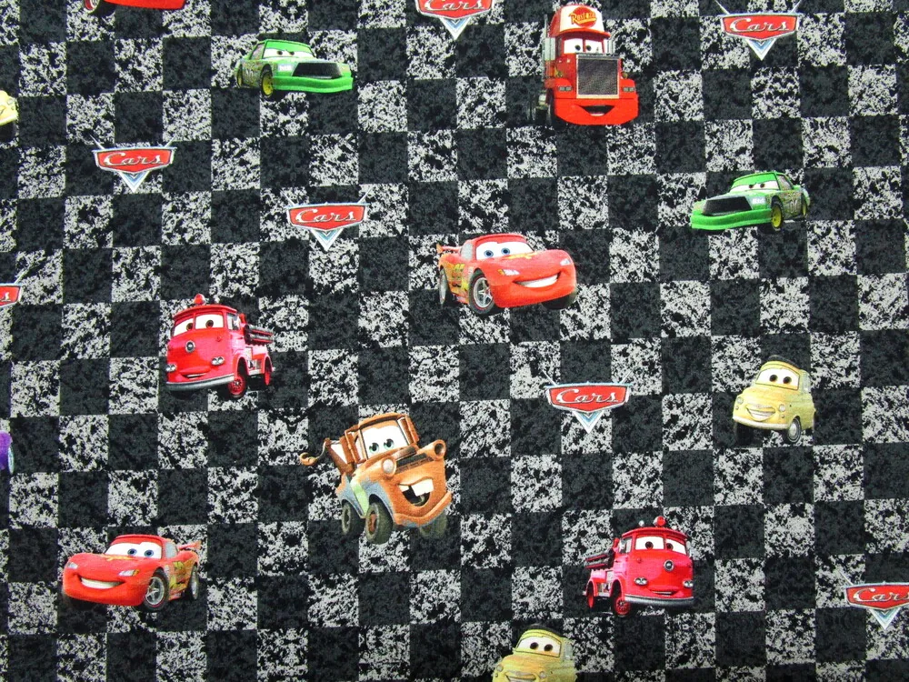 Teplákovina sivá šachovnica "Cars"
