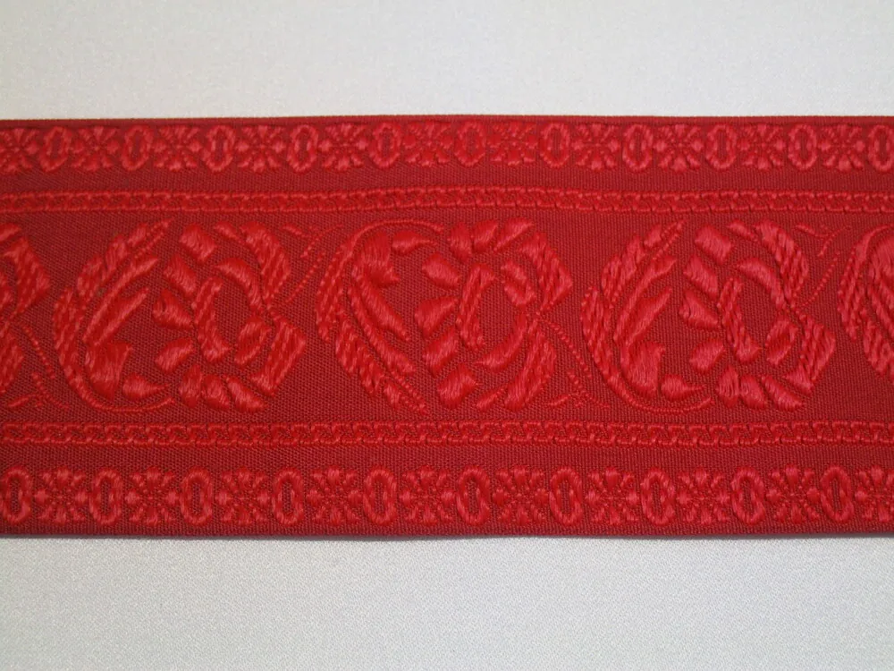 Stuha krojová červená "vzorovaná" - 5,5 cm