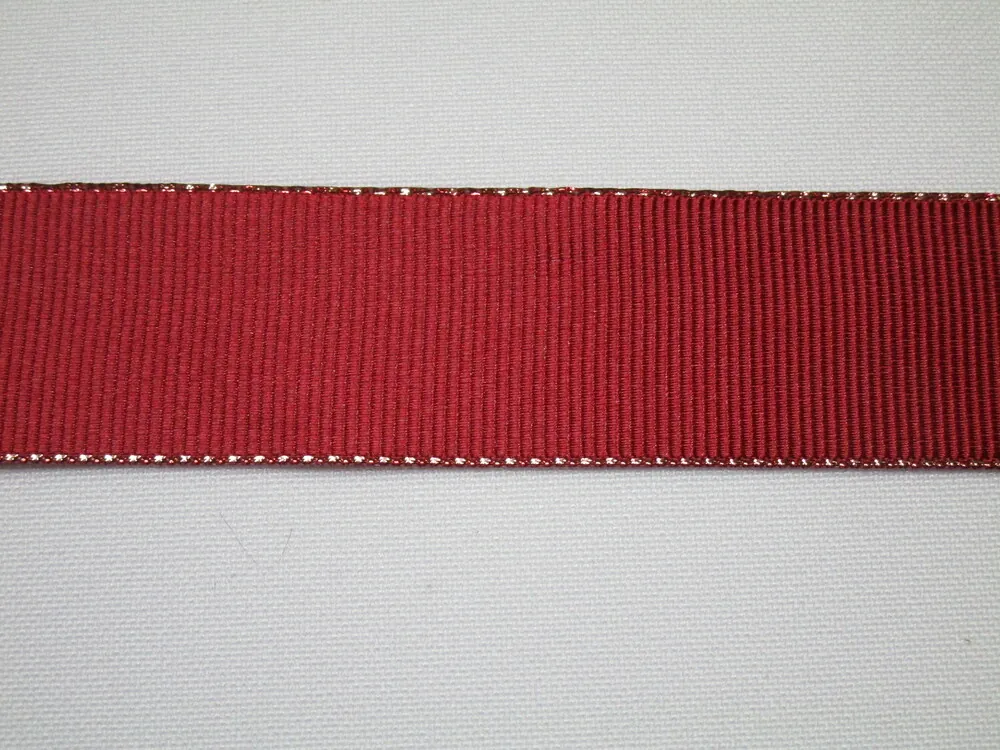 Stuha rypsová "bordó so zlatým okrajom" - 25 mm