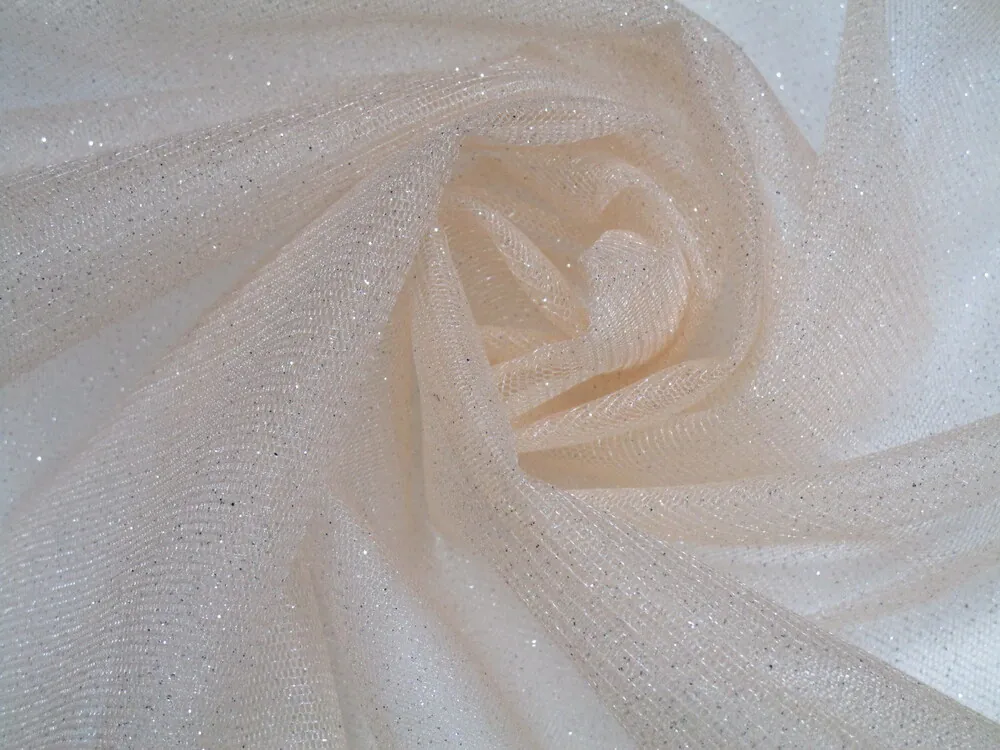 Tyl s glitrami "marhuľkový"