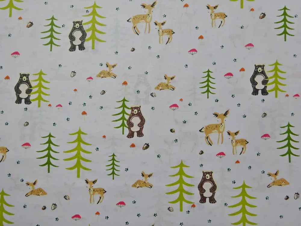 Bavlna biela "lesné zvieratká" 