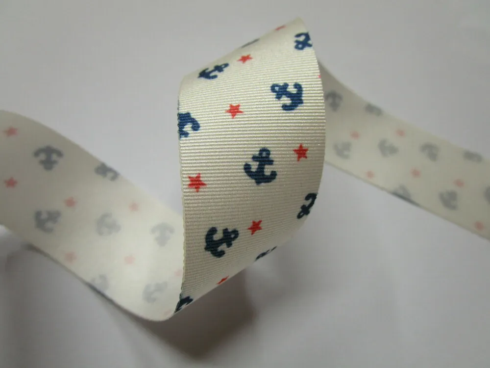 Stuha žakarská smotanová "námornícky motív"