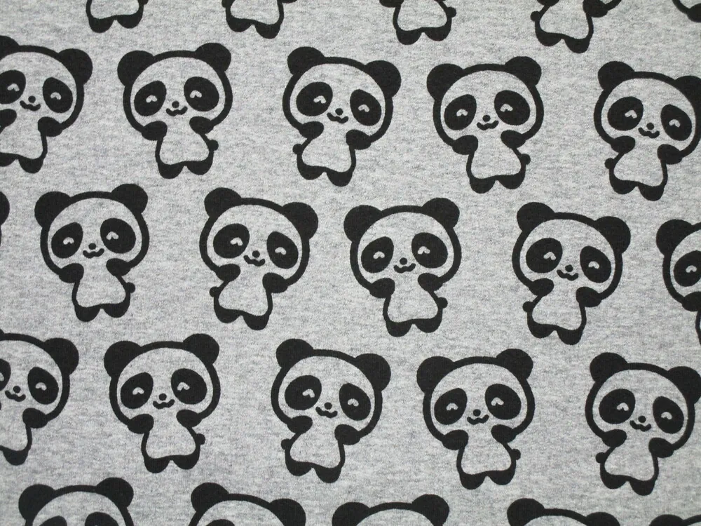 Teplákovina sivý melír "čierna panda"