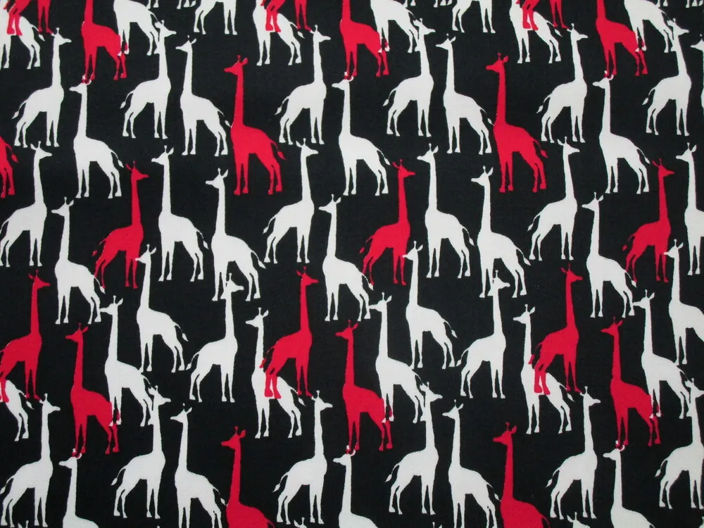 Satén bavlnený čierny "žirafa" - matný 