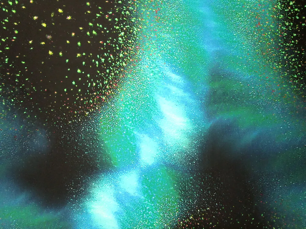 Hodváb zeleno-modro-čierny "sopka"