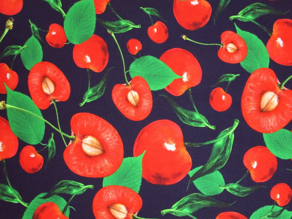 Úplet tmavomodrý "čerešne" - digitálna tlač