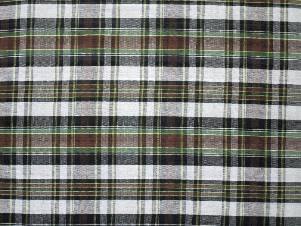 Košelovina biela "zeleno-hnedo-čierne káro"