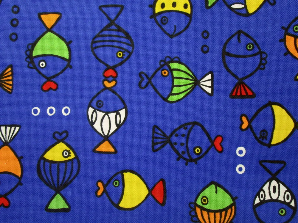 Poťahovka modrá "ryby" - 2. akosť 