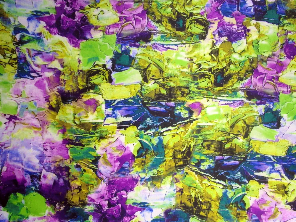 Satén bavlnený elastický "abstraktný vzor" - polomat 